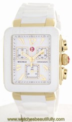 New Authentic Michele Women's Park White Jelly Bean Rectangle Watch MWW06L000013