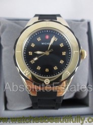 NEW Michele Petite Tahitian Jelly Bean Topaz Black & Gold Watch MWW12P000012