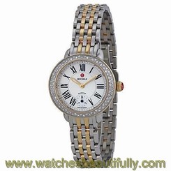 MICHELE WOMEN'S 28MM TWO TONE STEEL BRACELET QUARTZ ANALOG WATCH MWW21E000007