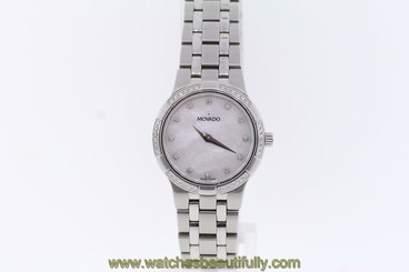 Ladies Movado 0606073 METIO Diamond Accented Stainless Steel Watch