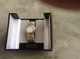 MOVADO MUSEUM WATCH 602550 TWO-TONE BRUSHED METAL/GOLD CASE AND BRACELET