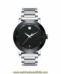 Movado Museum Black Dial Stainless Steel Mens Watch 0606604 885997050623