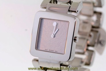 Ladies Movado 0606544 LUMA Stainless Steel Silver-tone Square Dial Watch