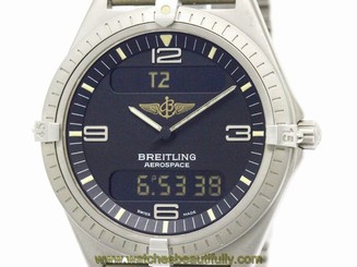 Polished BREITLING Aerospace Titanium Quartz Mens Watch E56060 (BF110343)