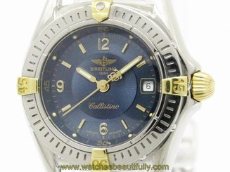 Polished BREITLING Callistino 18K Gold Steel Ladies Watch B52045 (BF111427)
