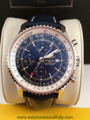 2013 Mens Breitling World Navitimer Automatic Watch Model A24322 Blue Dial