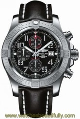 Breitling Super Avenger II Black Arabic Dial Men's Leather Watch A1337111/BC28