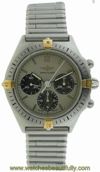 Mens Breitling Callisto Chronograph Steel 18k Watch W/ Bullet Bracelet #80520