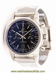 NEW Breitling Transocean Chronograph 38 Steel Black Dial Watch A4131012/BC06