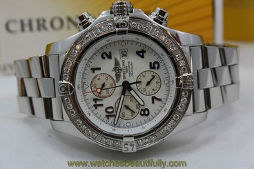 BREITLING SUPER AVENGER 48MM STAINLESS STEEL DIAMOND ENCRUSTED WATCH