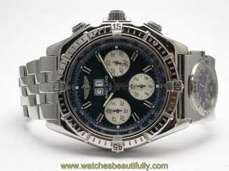 BREITLING A44355 CROSSWIND CHRONOGRAPH STEEL MENS WATCH BLUE DIAL UTC BRACELET