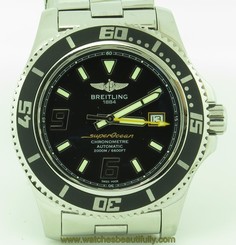 Breitling SuperOcean A17391 Stainless Steel w/ Papers 44mm BLACK Automatic Mens