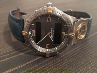 BREITLING AEROSPACE GRAY DIAL UTC TITANIUM WATCH ANALOG & DIGITAL