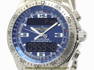 W132-BREITLING A78362 Stainless Steel Chronometer B-1 Blue Dial Swiss Quartz
