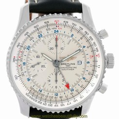 Breitling Navitimer World Chronograph Black Strap Steel Watch A24322