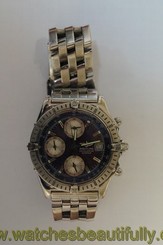 "Breitling" Chronomat Ref A1335211/ C534 Steel Watch Navy Blue Index Dial
