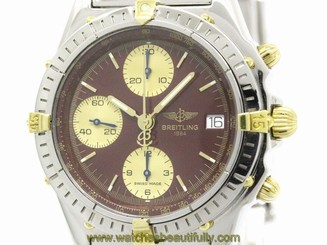 Polished BREITLING Chronomat 18K Gold Steel Automatic Watch B13050.1 (BF110347)