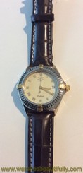 BREITLING STAINLESS STEEL CALLISTO B57045 TWO TONE QUARTZ LADIES LEATHER WATCH
