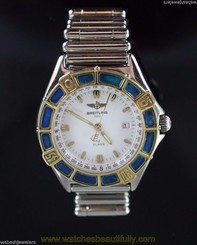 Ladies Breitling J Class 18K Yellow Gold Stainless Steel Bullet Band Wrist Watch