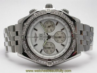 BREITLING A44355 WINDRIDER CROSSWIND SPECIAL STEEL MEN WATCH DIAMOND BEZEL