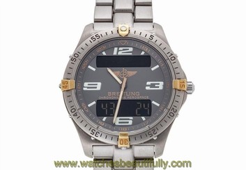 Pre-Owned BREITLING Aerospace F75362 Men's Titanium Gray Quartz Watch, MD