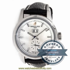  Breitling Transocean 38 Auto Steel Mother of Pearl Ladies Watch A1631012A765