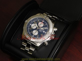 Breitling Super Avenger Mens Watch Blue Arabic Dial Stainless A1337011-C792