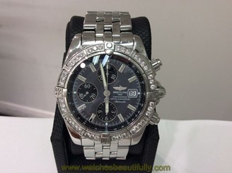 BREITLING Ref. A13356 Chronomat Evolution 44mm S/Steel w/ Factory Diamond Bezel!