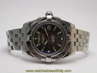 BREITLING GALACTIC 32 A71356 STAINLESS STEEL LADIES WATCH BROWN DIAL 31MM