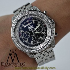 Breitling For Bentley 6.75 Automatic A4436412 14.50 ct Diamond Watch Black Dial