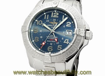 Pre-Owned Breitling Colt GMT Chrono Blue Dial All SS Men's Auto Watch A32350,MR
