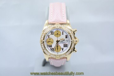 BREITLING WINDRIDER CHRONO COCKPIT 18K YELLOW GOLD FACTORY DIAMOND WATCH K13358