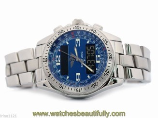 Pre-Owned BREITLING B-1 Digiana Quartz Blue Dial Men's Wristwatch A68362