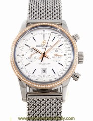  NEW Breitling Transocean 38 Chrono 18kt Gold Steel Bracelet Watch U4131053/G757