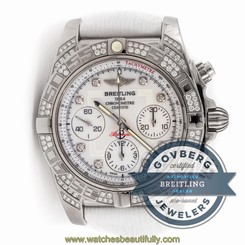  Breitling Chronomat 41 AB0140AF/A7444 Auto Steel Diamond Bezel White Dial Watch