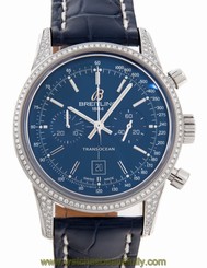 NEW Breitling Transocean 38 Auto Chrono Diamond Steel Strap Watch A413106/C862