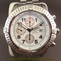 Breitling Super Avenger A13370 White Chronograph 48mm Dial Men's Watch with B&P 609207284826