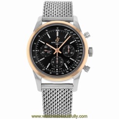 BREITLING MEN'S 43MM BLACK STEEL BRACELET & CASE AUTOMATIC WATCH UB015212-BC74