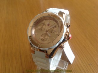 Michele Ladies Large Tahitian White Jelly Bean RoseGold Dial Watch MWW12F000030