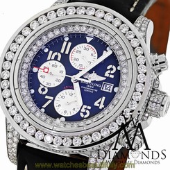Breitling Super Avenger White A13370 15ct Diamond Watch on Leather Strap 609207284826