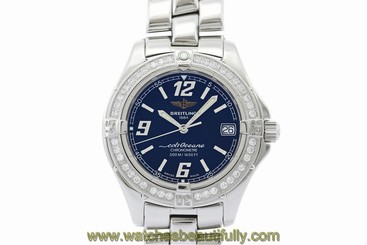 Pre-owned Breitling Colt Ocean Null A57350 Diamond SS Quartz Ladies Watch,AS