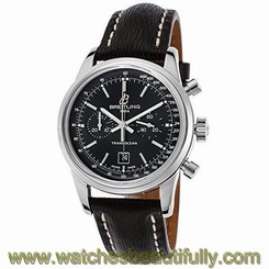 BREITLING WOMEN'S BLACK PIG SKIN LEATHER BAND AUTOMATIC WATCH A4131012-BC06SA