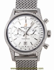 NEW Bretling Transocean 38 Chrono Diamond Steel Bracelet Watch A4131063/G757