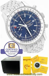 MINT Breitling Navitimer World GMT Stainless Blue 46mm A24322 Chronograph Watch