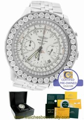 Breitling Bentley Chronograph 11.96ctw Silver Diamond A25363 Steel 48mm Watch