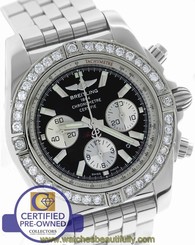 Breitling Chronomat 44 2.80ctw Diamond B01 01 AB0110 Stainless Black 44mm Watch