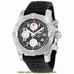 Breitling Avenger II Chronograph Gray Dial Black Rubber Mens Watch