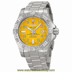 Breitling Avenger II Seawolf Yellow Dial Stainless Steel Mens Watch 845960055000
