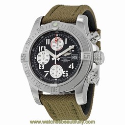 Breitling Avenger II Automatic Chronograph Grey Dial Military Strap Mens