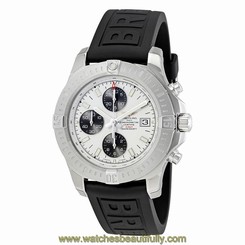 Breitling Colt Chronograph Automatic Silver Dial Black Rubber Mens Watch
